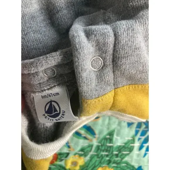 Petite Bateau ~ Sweet & Cosy ~ Sz 6 Months ~ Gray / Yellow Sweatshirt Dress - Picture 4 of 5
